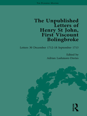 cover image of The Unpublished Letters of Henry St John, First Viscount Bolingbroke Vol 3